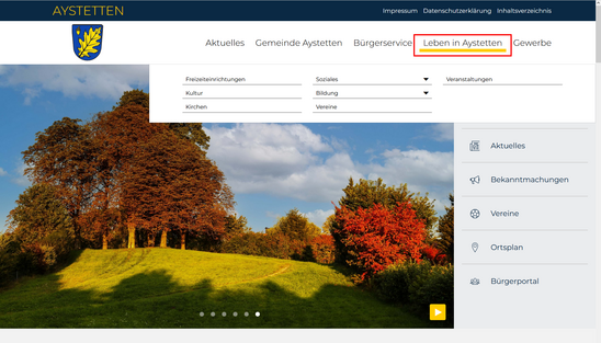 Ausklappmenü Leben in Aystetten